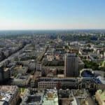 widok na centrum Warszawy miasta z lotu ptaka